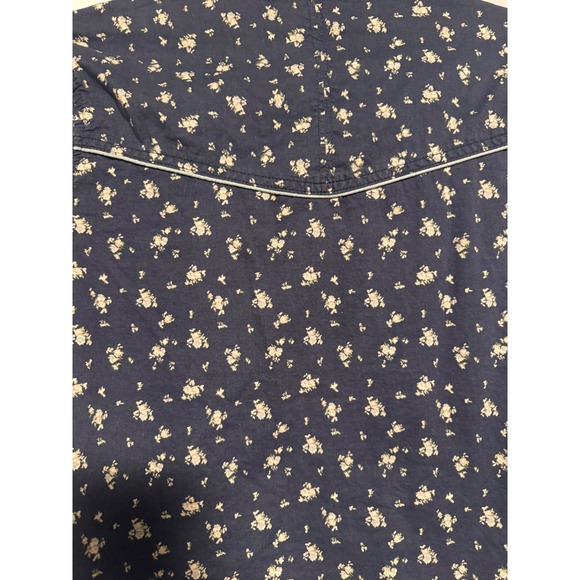 Free People Navy Floral Print Long Sleeve Button Down Shirt Women's Size Medium - Picture 6 of 8